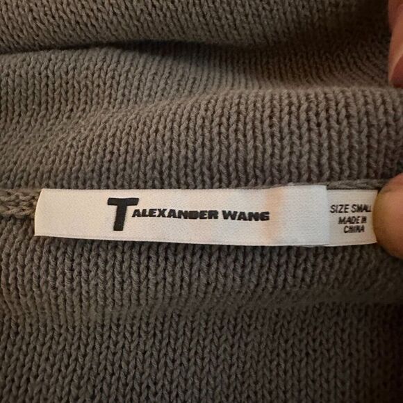 T Alexander Wang Grey 100% Cotton Knit Hooded Crewneck Sweater Size Small - Picture 5 of 6